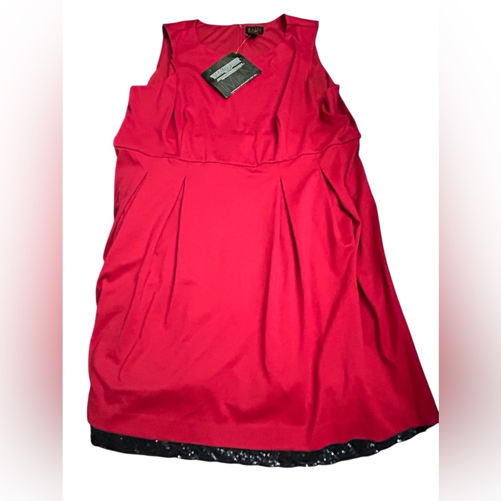 IMAN Vibrant Red Sleeveless A-Line Tunic Top - Picture 3 of 7
